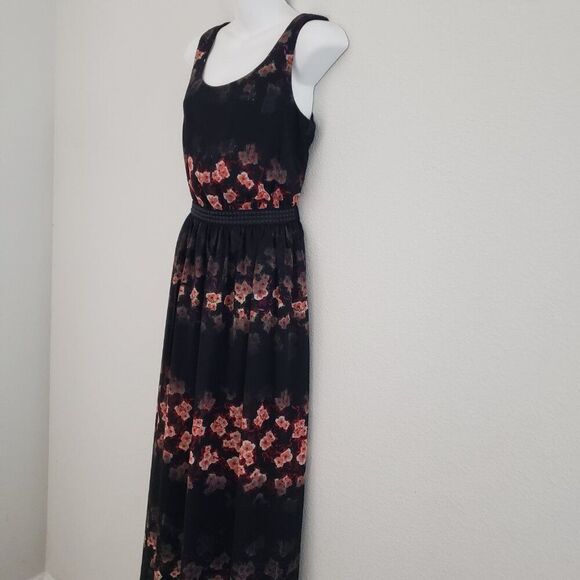 Jessica Simpson Lulu Maxi Dress Black Medium Floral Black Medium Sheer Fairy - Picture 7 of 11